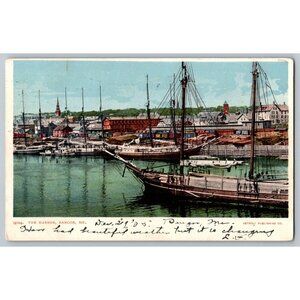 Postcard  Posted 1905 Maine  The Harbor Bangor ME. #828